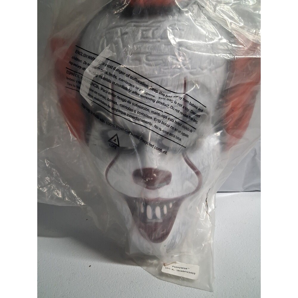 Pennywise Tattered Deluxe Costume Mask Steven Kings IT Adult Size